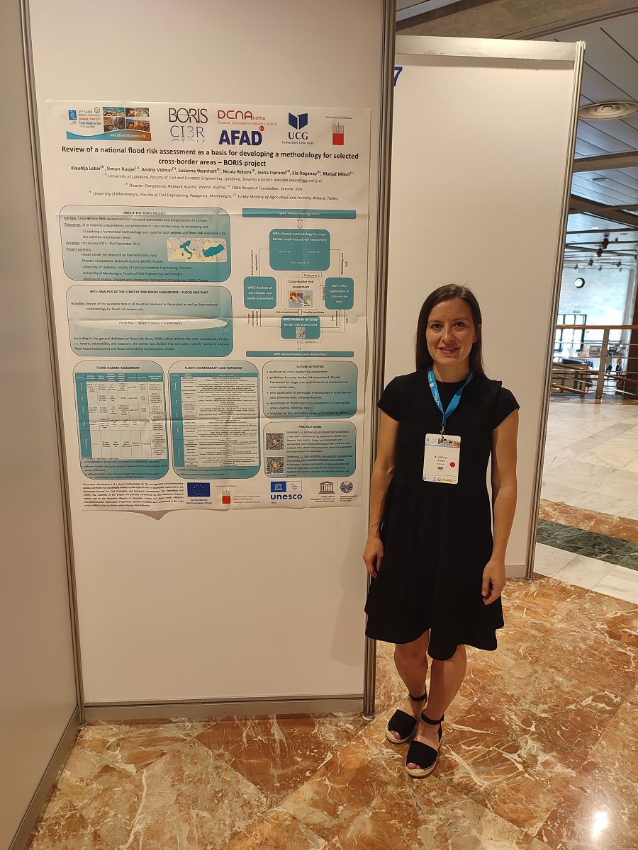 Klaudija Lebar presenting the poster about the BORIS project at IAHR Congress 2022